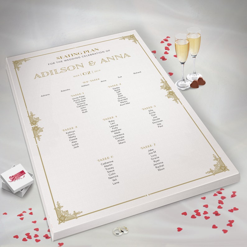 Framed Canvas Table Plan Wedding Baby Shower 035 Kays Weddings Christening Table Seating Plan Chart
