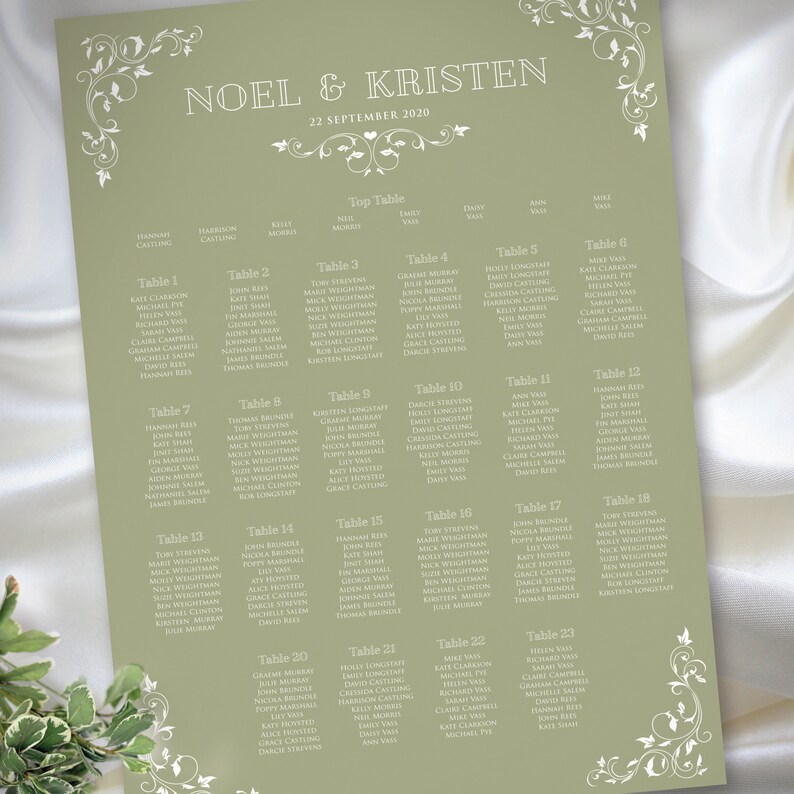 Baby Shower Inspired by Eva Mounted Personalised Dignity Style Wedding Christening Table Seating Plan Planner Chart