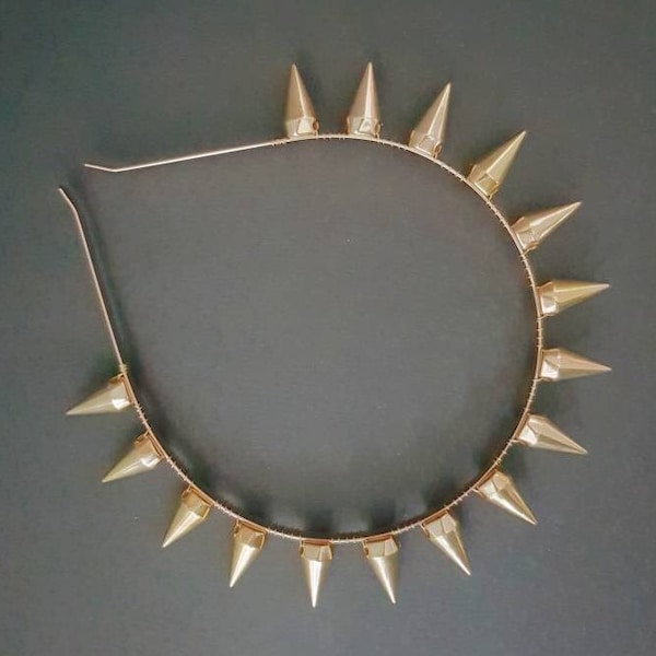 Gothic Studded Headband – Spike Crown for Alt Bride, Steampunk Wedding or Halloween | Black Metal Hair Accessory