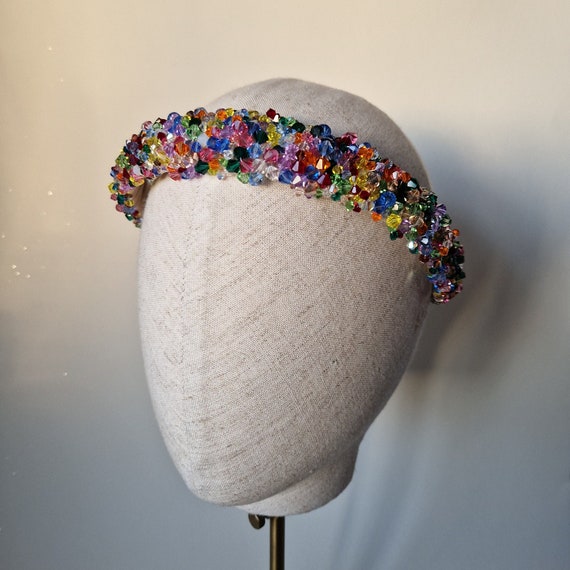 Rainbow Crystal Headband, Multicoloured Tiara, Pride Wedding  display picture 2