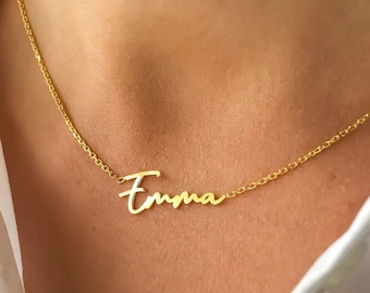 Solid Gold Name Necklace - Etsy