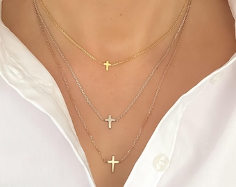 Dainty Cross Necklace, Dainty Necklace, Silver Cross Necklace, Gold Cross Necklace, Minimalist Tiny Necklace, Mini Silver Cross Necklace