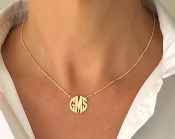 Dainty Monogram Necklace, Monogram Necklace, Custom Block Monogram Initials Necklace, Name Jewelry, Bridesmaids Gifts, Wedding Gift