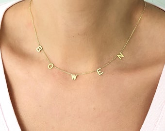 14K Gold Necklace ,14K Gold Letter Necklace, Custom Initial Letter Necklace, Personalized Letter Jewelry, Personalized Gifts