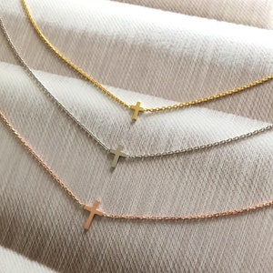 14k Solid Gold Cross Necklace: Dainty Religious Jewelry