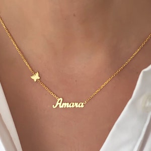 Butterfly Name Pendant, Personalised Butterfly Name Necklace, Butterfly Name Necklace, Butterfly Emoji Name Necklace BT53S7