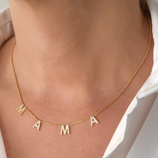 Mama Letter Gold Name Plate Necklace Mothers Day Gift Mommy Necklace Gift for Mom Initial Necklace Mom Christmas Gift