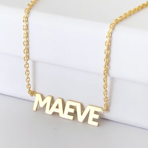 Block Name Necklace, Dainty Block Font Name Necklace, Custom Block Letter Word Necklace, Personalized Block Script Name Necklace  BB66N5