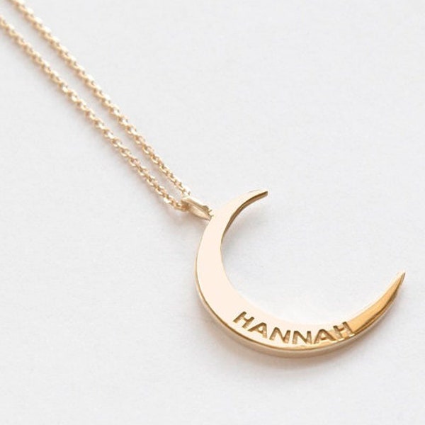 Crescent Moon Necklace Women Jewelry Moon Pendant Half Moon Necklace Lunar Necklace Personalized Gift Name Necklace for Birtday Anniversary