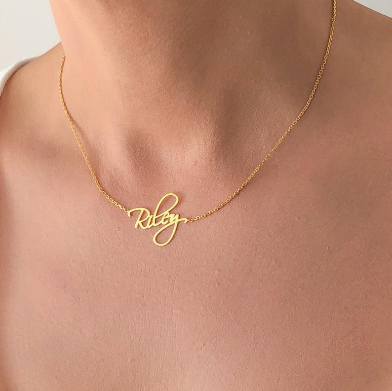 14K Solid Gold Personalized Name Necklace Custom Name Etsy