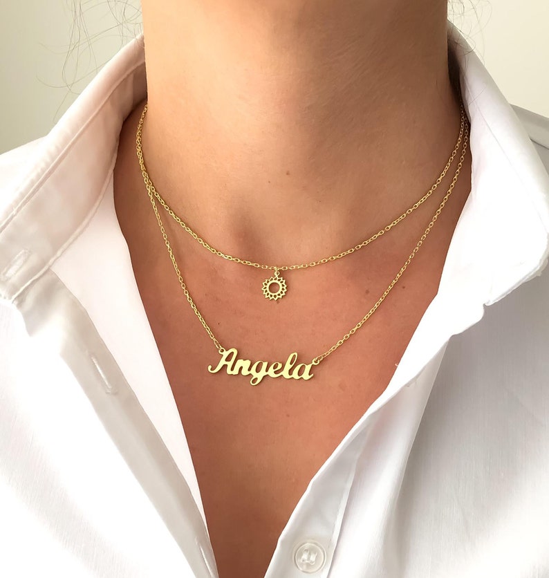 Layered Name Necklace, Personalized Name Necklace, Custom Your Name Jewelry, Custom Word Necklace, Gold Personalized Word, Layer Necklace image 3