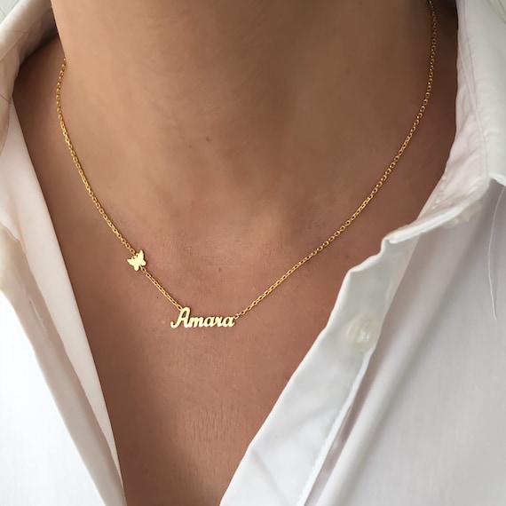 Name clearance necklace butterfly