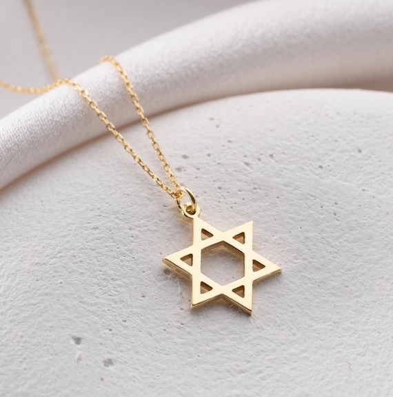 Gold Star of David Necklace, 14k Gold Star of David Necklace, Unique Dainty Small Star of David Pendant, Star of David Meaningful Gift AS23S