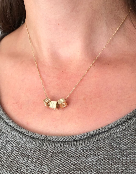 Cube Name Necklace Custom Cube Necklace Dice Name Necklace Personalized Cube Necklace Personalized Initial Necklace Dice Necklace