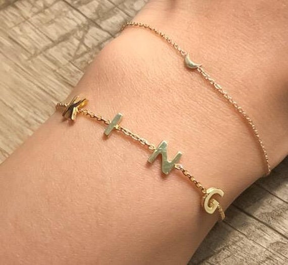 Custom Letter Bracelet, Initials Bracelet, Custom Name Bracelet, Name Bracelet, Minimal Letter Bracelet, Gold Letter Bracelet Letter BR22W1