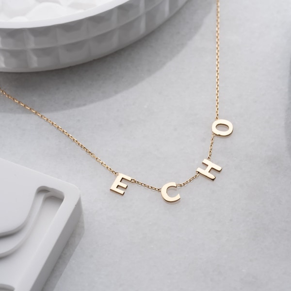 Long-lasting Vermeil Finish Custom Multi-Letter Name Necklace • Personalized Initial Name Charm Necklace, Dainty Gold Letter Name Necklace