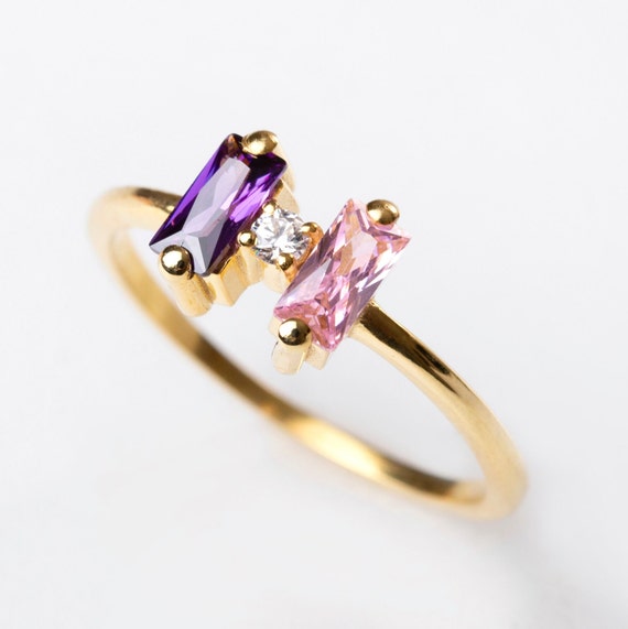 Multi Stone Birthstone Ring: Sterling Silver Personalized Family Jewelry