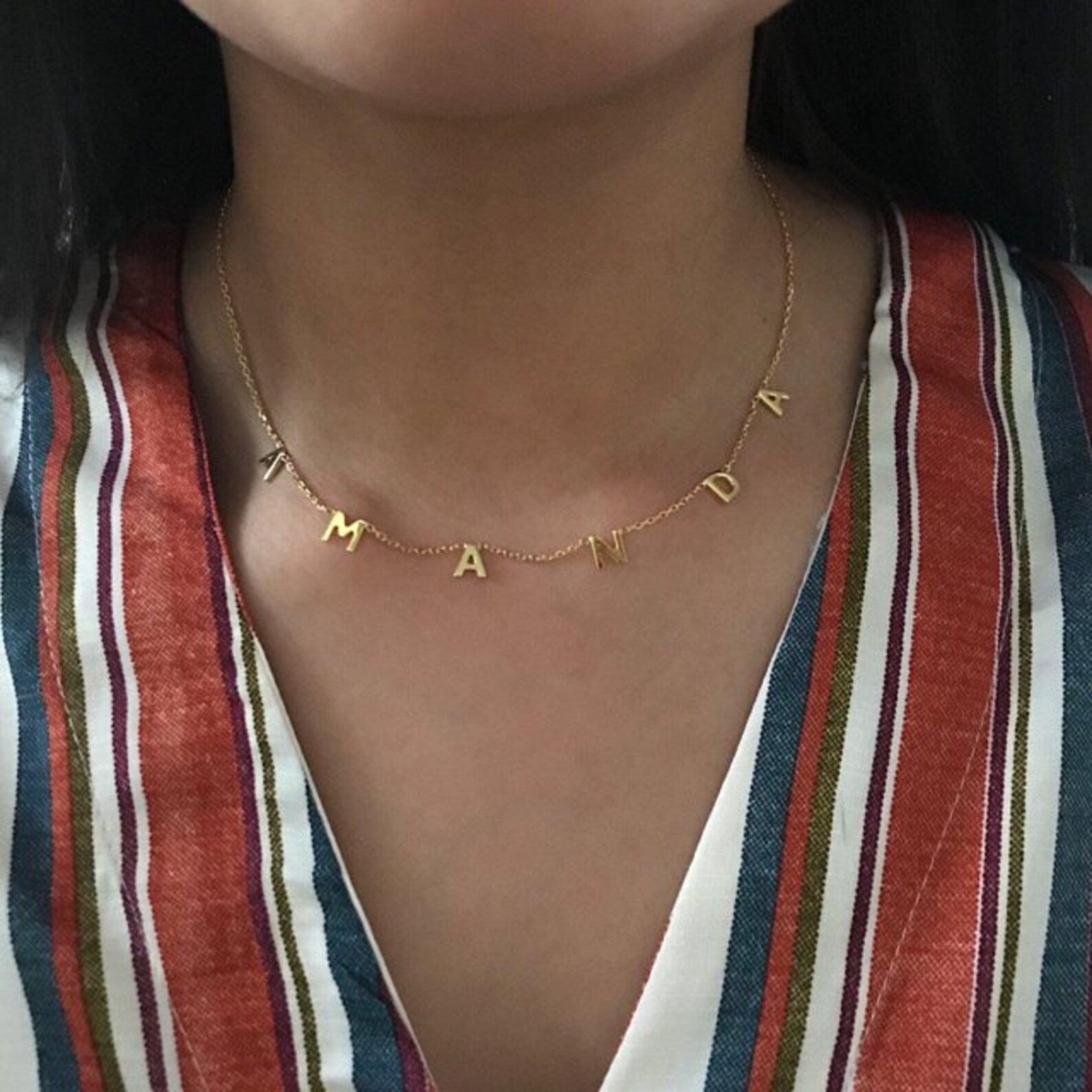 14K Gold Necklace 14K Gold Letter Necklace Custom Initial Etsy