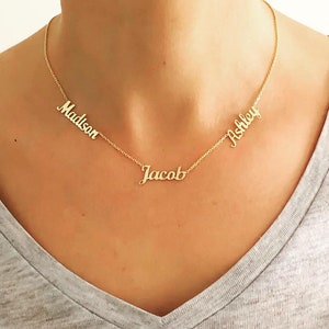 Custom 3 Name Necklace, Personalized Triple Name Script Pendant, Personalized 3 Name Necklace, Triple Name Necklace  Plated 3 Name Necklace