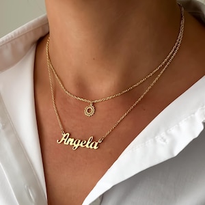 Layered Name Necklace, Personalized Name Necklace, Custom Your Name Jewelry, Custom Word Necklace, Gold Personalized Word, Layer Necklace image 1
