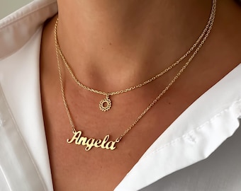 Layered Name Necklace, Personalized Name Necklace, Custom Your Name Jewelry, Custom Word Necklace, Gold Personalized Word, Layer Necklace