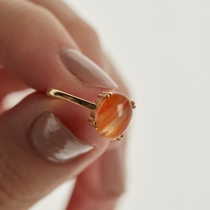 Natural Stone Ring, Carnelian Ring, Gemstone Ring, Natural Carnelian Ring, Red, Modern, Everyday, Gift, Gemstone Jewelry, Natural Stone image 4