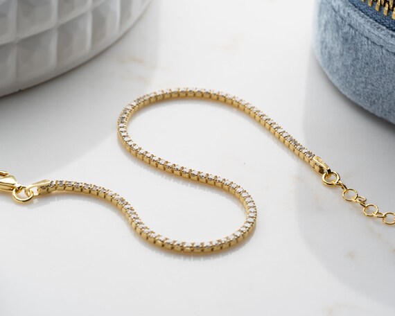 Tennis Bracelet, Diamond Stackable Bracelet. 14K Gold Plated tennis bracelet, Infinity Bracelet, Minimalist Last Minute Gift