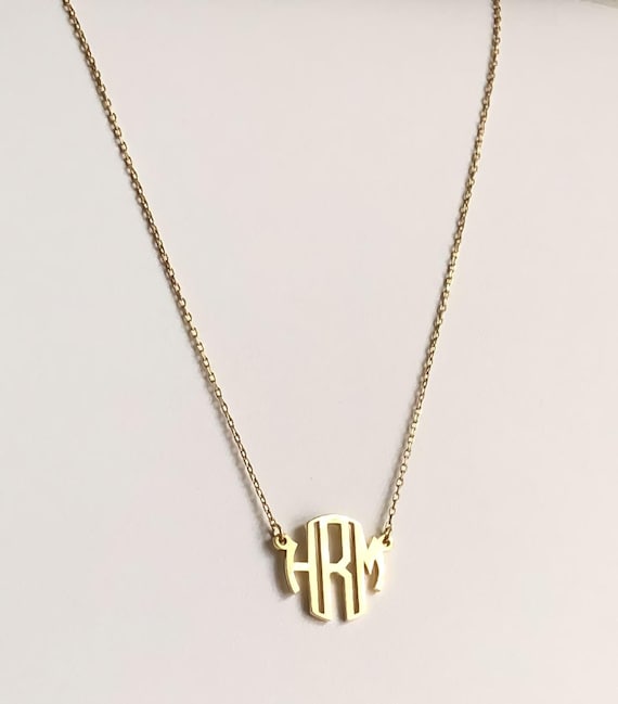 Custom Block Monogram Initials Necklace, Dainty Monogram Necklace, Personalized Initial Jewelry, Personalized Monogram, Custom Initials 66T5