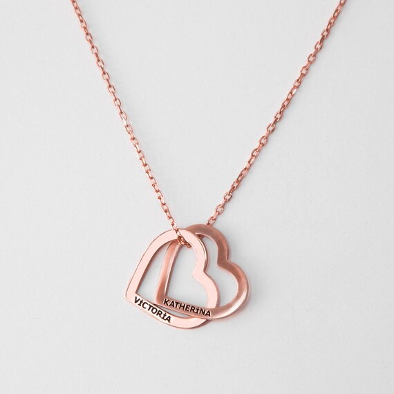 Personalized Heart Name Necklace: Sterling Silver, Gold, Rose Gold