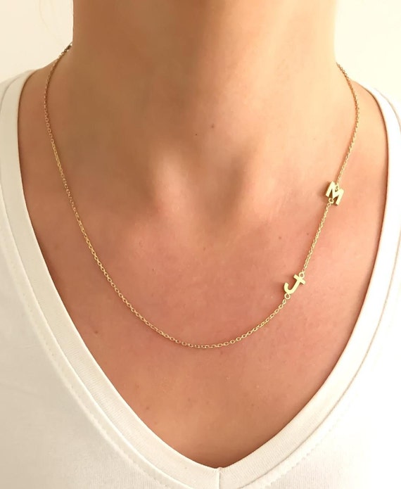 Sideways initial Necklace , Initial Necklace , Personalized Necklace , Letter Necklace, Personalized Gift , Christmas gift , Black Friday