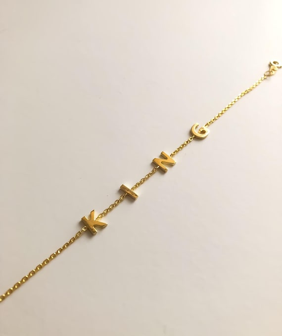 Custom Initial Bracelet: Sterling Silver, Gold Vermeil, Personalized Name