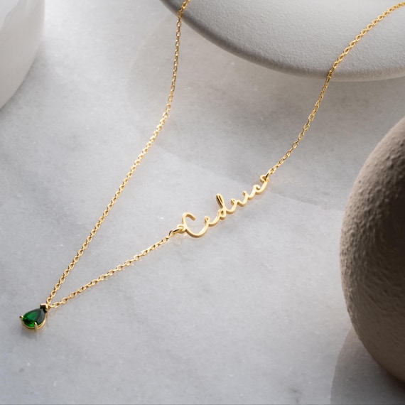 Name and Birthstone Necklace with Name Birthstone Name Necklace Personalized Name Necklace with Birthstone Necklace with Name and Birthstone
