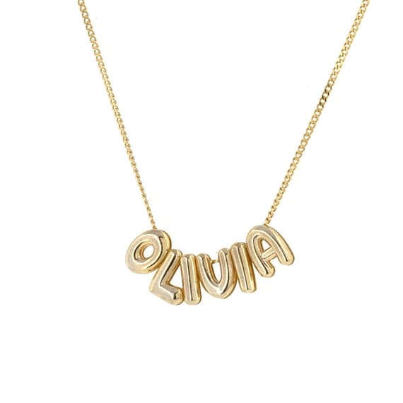 3D Bubble Name Necklace, Balloon Letter Name Necklace, Moving 3D Name Letter Necklace, Custom Puff Name Necklace, 3D Movable Letters BB77S32