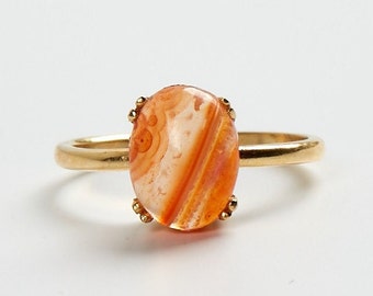 Natural Stone Ring, Carnelian Ring, Gemstone Ring, Natural Carnelian Ring, Red, Modern, Everyday, Gift, Gemstone Jewelry, Natural Stone