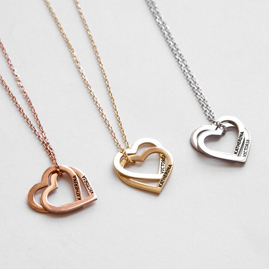 Engraved two hotsell heart necklace