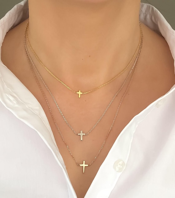 Dainty Cross Necklace, Dainty Necklace, Silver Cross Necklace, Gold Cross Necklace, Minimalist Tiny Necklace, Mini Cross Necklace CC44