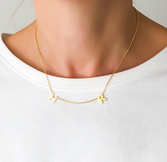 Gold Initial Name Necklace,  Personalized Letter Necklace, Personalized Initial Necklace, Custom Charm Necklace, Jewelry Gifts NN07M25