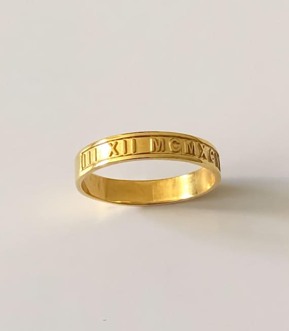 Roman Numeral Ring, Custom Engraved Ring, Personalized Roman Numeral Ring, Anniversary Ring, Custom Date Ring, Stacking Name Ring RN88U2
