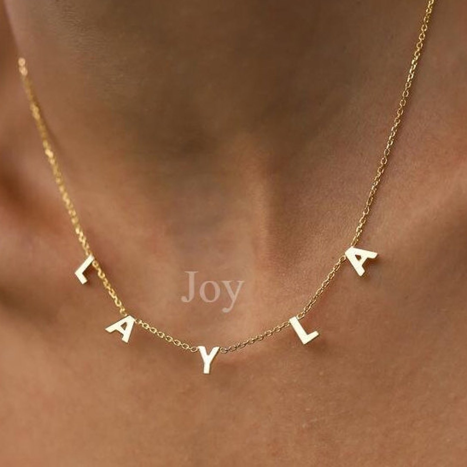 14K Gold Necklace 14K Gold Letter Necklace Custom Initial Etsy