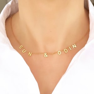 Gold Two Name Necklace: Personalized Family Jewelry