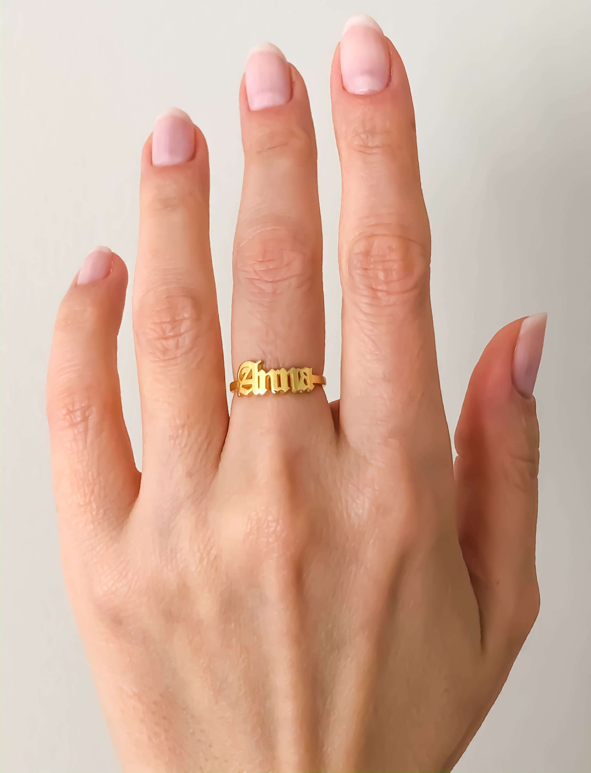 Rings : Custom 14K Gold Personalized Name Ring