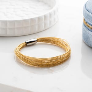 Multi layer Wide Bracelet, Gold Multi Wire Bracelet, Silk Wire Wrist Bracelet, Gold Multi strand Bracelet, Multi Strand Perfect Gift SO77Y6