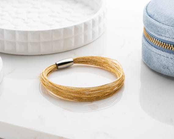 Multi layer Wide Bracelet, Gold Multi Wire Bracelet, Silk Wire Wrist Bracelet, Gold Multi strand Bracelet, Multi Strand Perfect Gift SO77Y6