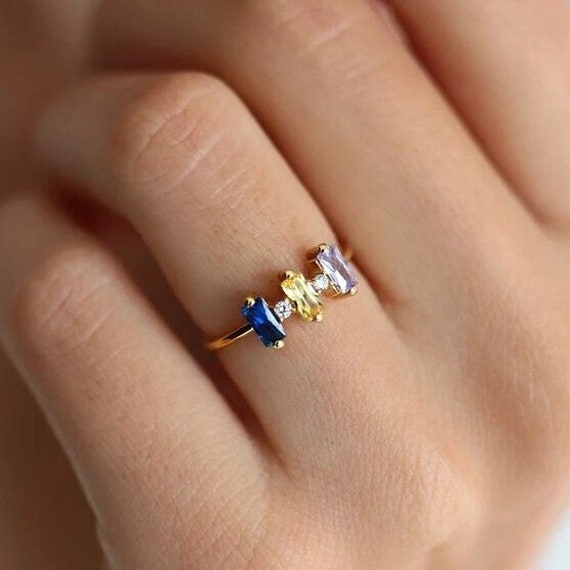 Multi Stone Family Birthstone Rings, Colorful Birthstone Rings, Multi Stone Mother's Birthstone Rings, Range of Birthstone Rings  BG42W1
