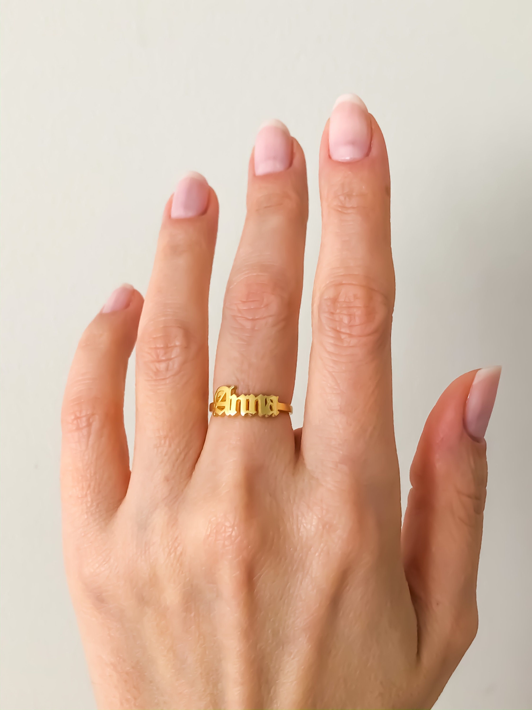 Old English Name Ring Custom Dainty Name Ring Gothic Name Ring Personalized Name Ring Old English Letter Ring Dainty Name Ring