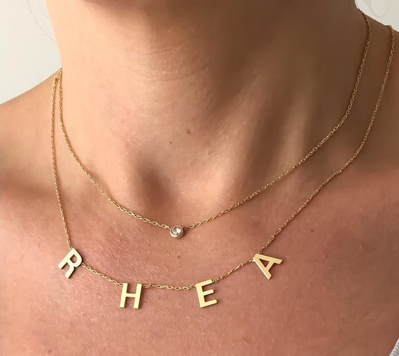 Elegant Personalized Birthstone Name Necklace – Custom Name Necklace with Birthstone - Personalized Name Jewelry with Your Birthstine BS22T6