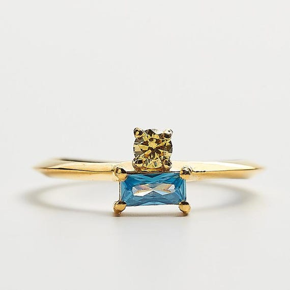 Sterling Silver Birthstone Ring: Dainty Cubic Zirconia Gemstone