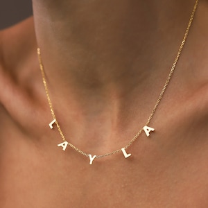 Collar con nombre de oro para mujer, collar con nombre delicado personalizado en oro, collar con inicial en oro de 14 k, joyas personalizadas, collar con nombre de oro para ella