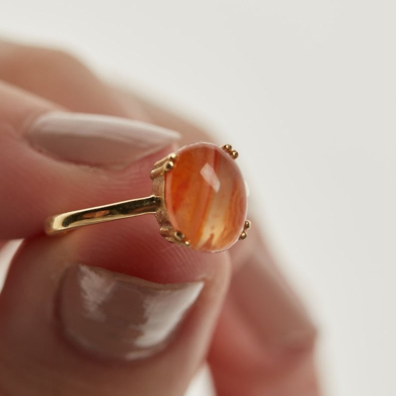 Natural Stone Ring, Carnelian Ring, Gemstone Ring, Natural Carnelian Ring, Red, Modern, Everyday, Gift, Gemstone Jewelry, Natural Stone image 6