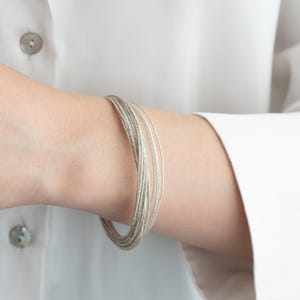 Multi layer Wide Bracelet, Gold Multi Wire Bracelet, Silk Wire Wrist Bracelet, Gold Multi strand Bracelet, Multi Strand Perfect Gift SIL89